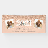 Roos goud modern multi-foto stijlvol afstuderen spandoek (Horizontaal)