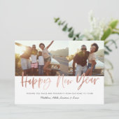 Roos goud modern script nieuw jaar feestdagenkaart (Staand voorkant)