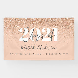 Roos goud modern script stijlvol afstuderen banner