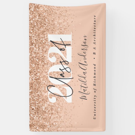 Roos goud modern script stijlvol afstuderen banner (Verticaal)