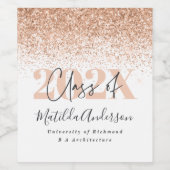 Roos goud modern stijlvol afstudeerfeest gunst wijn etiket (Enkel label)