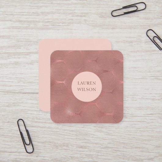 roos goud moderne deco vierkant visitekaartje (Voorkant / Achterkant in situ)