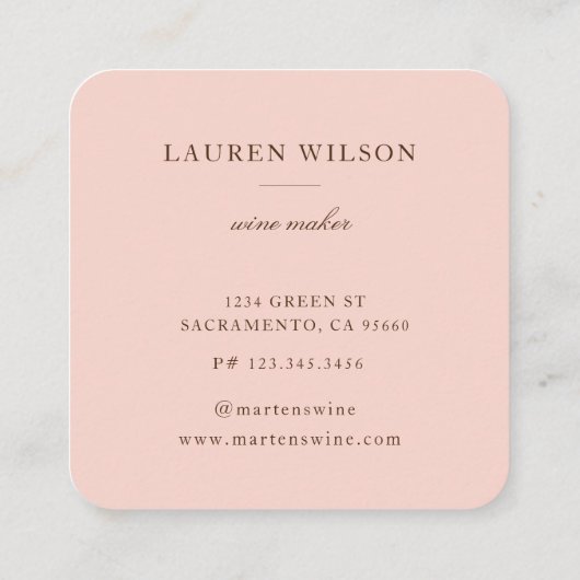 roos goud moderne deco vierkant visitekaartje (Achterkant)