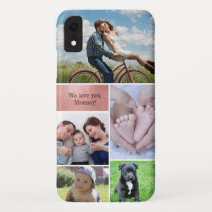 Roos goud Moderne Fotocollage We houden van je mam Case-Mate iPhone Case