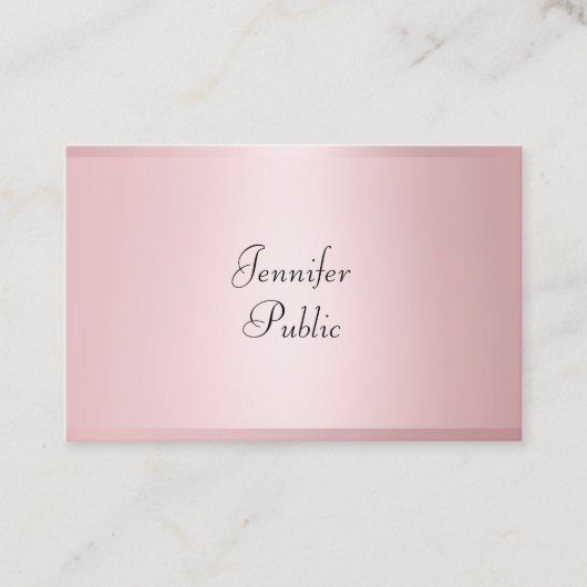 Roos Goud Moderne Kalligrafie Professioneel Elegan Visitekaartje (Voorkant)