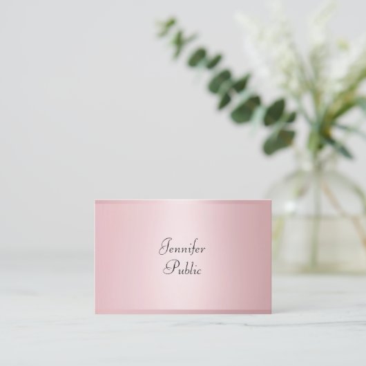 Roos Goud Moderne Kalligrafie Professioneel Elegan Visitekaartje (Staand voorkant)