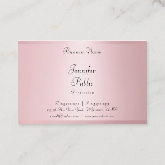 Roos Goud Moderne Kalligrafie Professioneel Elegan Visitekaartje (Achterkant)