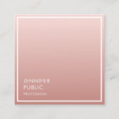 Roos Goud Moderne Minimalistische Sjabloon Elegant Vierkante Visitekaartje (Voorkant)