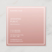 Roos Goud Moderne Minimalistische Sjabloon Elegant Vierkante Visitekaartje (Achterkant)