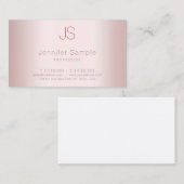 Roos Goud Moderne Sjabloon Elegant Monogram Eenvou Visitekaartje (Voorkant / Achterkant)