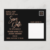 Roos Goud Moderne Typografie Bruiloft Save the Dat Aankondigingskaart (Achterkant)