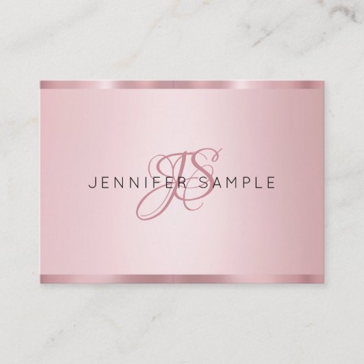 Roos Goud Monogram Modern Elegant Eenvoudig Visitekaartje (Voorkant)