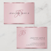 Roos Goud Monogram Modern Elegant Eenvoudig Visitekaartje (Voorkant / Achterkant)