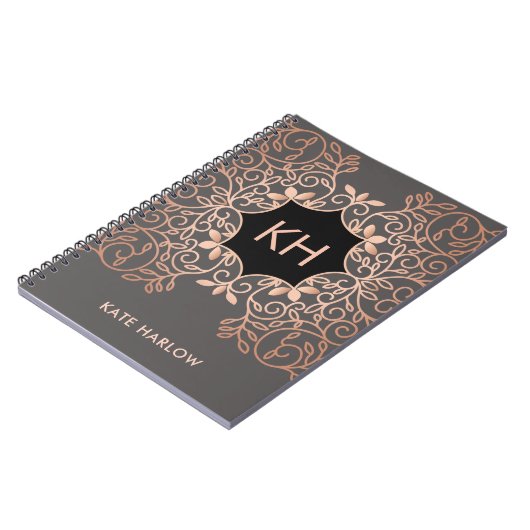   Roos Goud Monogram Notitieboek (Linkerzijde)