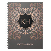   Roos Goud Monogram Notitieboek (Voorkant)