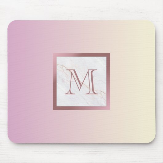 Roos Goud monogram Roze gradiënt Muismat (Voorkant)