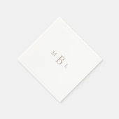 Roos Goud Monogram Wit Elegant Bruiloft Cocktail Servet (Hoek)