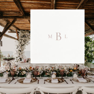 Roos Goud Monogram Wit Elegant Bruiloft Cocktail Servet