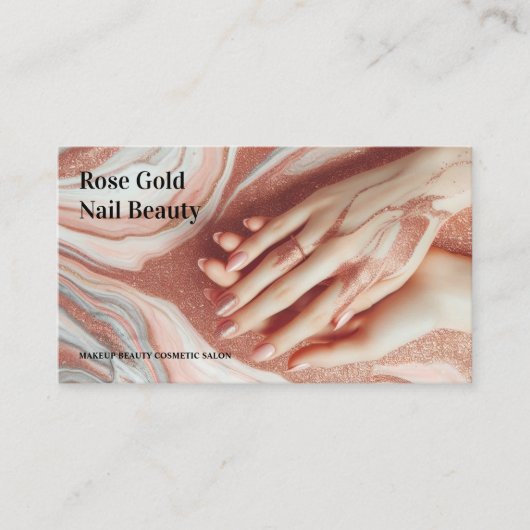 Roos Goud Mooie Make-up Nail Visitekaartje (Voorkant)