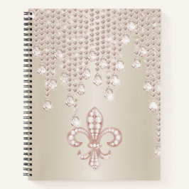 Roos-goud, Morganite en Glitter Fleur-de-lis Notitieboek