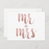 Roos goud Mr & Mrs briefkaarten, folie lettertype Briefkaart (Voorkant / Achterkant)