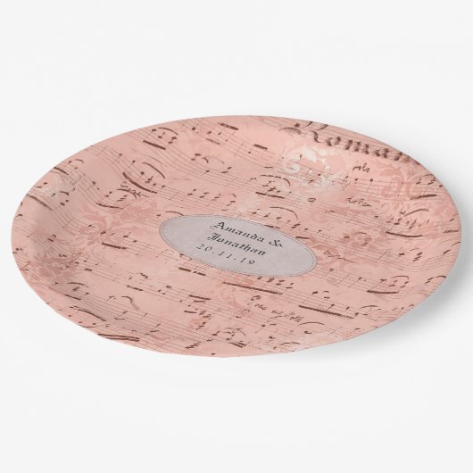 Roos Goud  Muziek Bruiloft Papieren Bordje (Gekanteld)