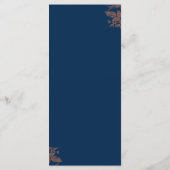 Roos Goud Navy Blauw Bloemen Elegant Bruiloft Menu (Achterkant)
