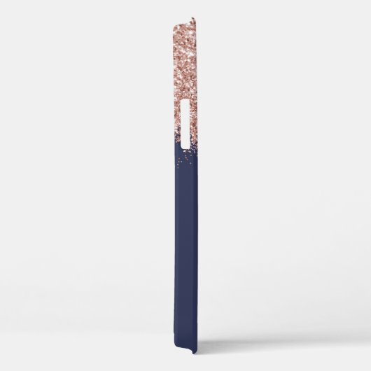 Roos Goud Navy Blauw Girly Dust Monogram Case-Mate iPhone Case (Achterkant / Rechts)