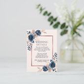 Roos Goud Navy Blauw Stoffig Roze Bloemen Details Informatiekaartje (Staand voorkant)