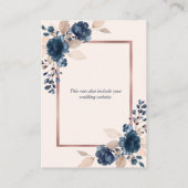 Roos Goud Navy Blauw Stoffig Roze Bloemen Details Informatiekaartje (Achterkant)