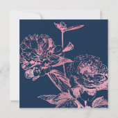 Roos Goud Navy Blue Elegant Bloemen Bruiloft Kaart (Achterkant)