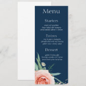 Roos goud & navy blue set 18 menukaart kaart (Voorkant / Achterkant)