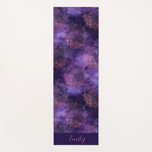 Roos Goud Paarse Mandala Galaxy Celestial Yogamat (Voorkant)
