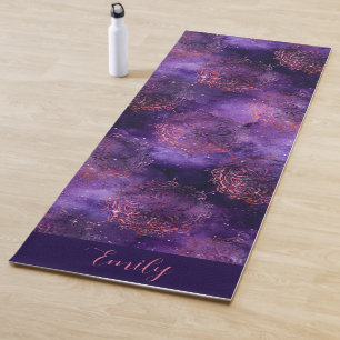 Roos Goud Paarse Mandala Galaxy Celestial Yogamat