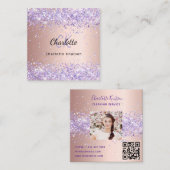 Roos Goud paarse schoonmaakservice Foto QR-code Vierkante Visitekaartje (Voorkant / Achterkant)