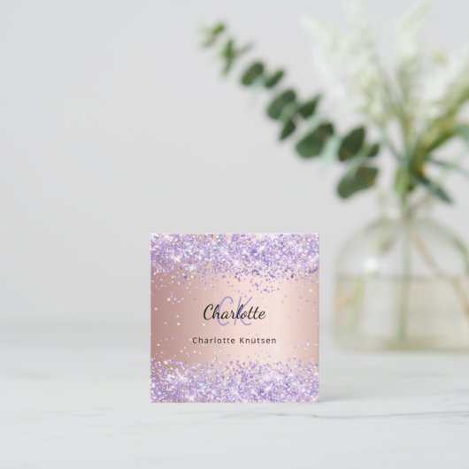 Roos Goud paarse schoonmaakservice Foto QR-code Vierkante Visitekaartje (Staand voorkant)