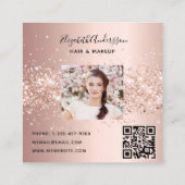 Roos Goud Profiel Foto QR Code Vierkante Visitekaartje (Achterkant)