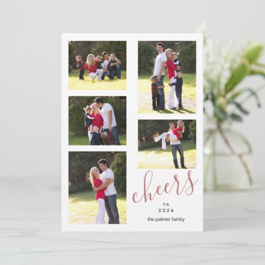 Roos goud proost op 2024 foto collage trendy (Staand voorkant)