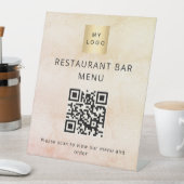 Roos goud restaurant café bar scan menu QR code Reclamebord Met Voetstuk (Insitu)