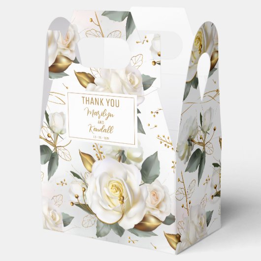 Roos Goud Romantisch Bloemen Bruiloft Bedankdoosjes (Geopend)