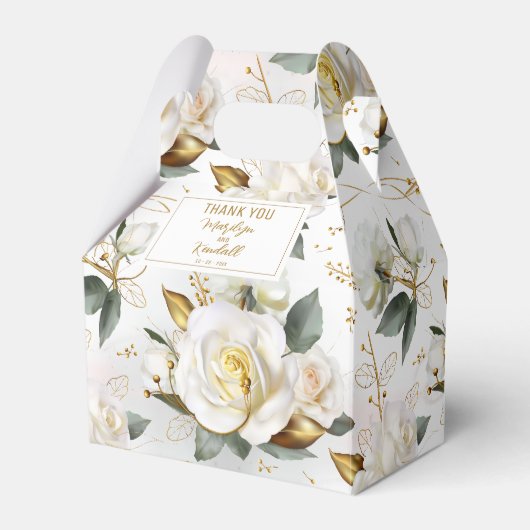 Roos Goud Romantisch Bloemen Bruiloft Bedankdoosjes (Voorkant Zijde)