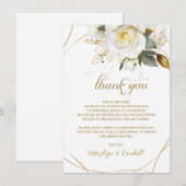 Roos Goud Romantisch Bloemen Bruiloft Bedankkaart (Voorkant / Achterkant)