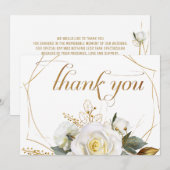 Roos Goud Romantisch Bloemen Bruiloft Bedankkaart (Voorkant / Achterkant)