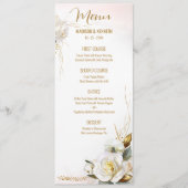 Roos Goud Romantisch Bloemen Trouwmenu Menu (Voorkant)