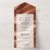 Roos Goud Romantische Faux Satijn Huwelijk All In One Uitnodiging (Binnen)