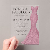 Roos Goud Roze 40e & Fantastische 40e Verjaardag Acryl Uitnodigingen (Insitu (Draagbaar))