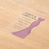 Roos Goud Roze 40e & Fantastische 40e Verjaardag Acryl Uitnodigingen (Laagn)