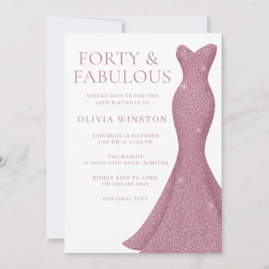 Roos Goud Roze 40e & Fantastische 40e Verjaardag Kaart (Voorkant)