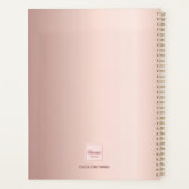 Roos Goud Roze Aangepaste Foto Monogram 2025 Planner (Achterkant)