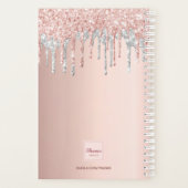 Roos Goud Roze Aangepaste Foto Zilveren Druppels 2 Planner (Achterkant)